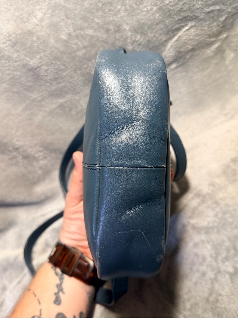 RADLEY LONDON Dark Blue Leather Crossbody with Gold Hardware - Picture 6 of 10